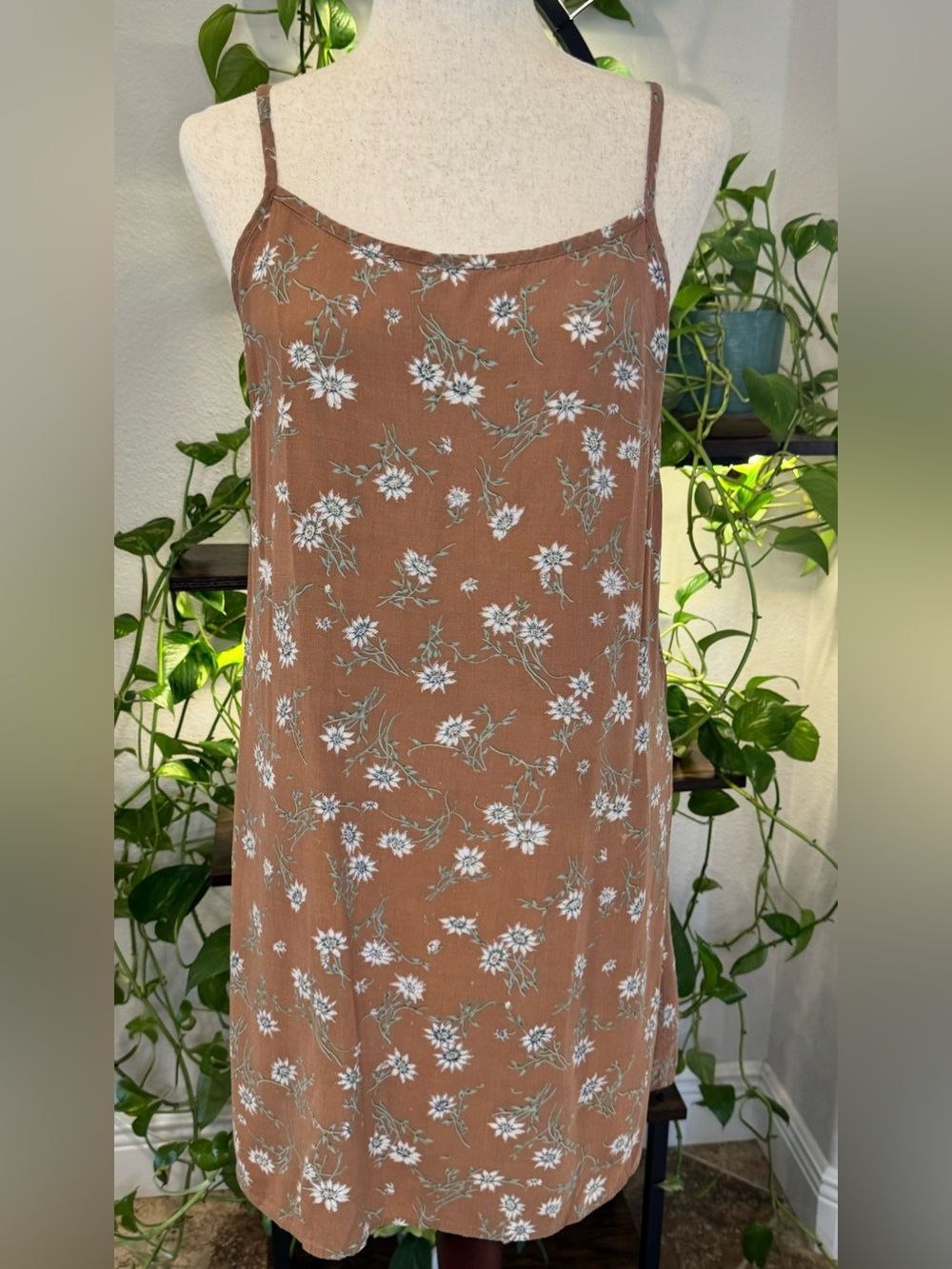 Wet Seal Brown Floral Slip Mini Dress